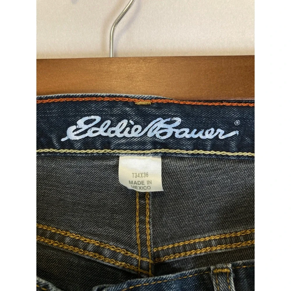 Rugged Gorpcore Eddie Bauer Mens 34x36 Blue Straight Leg Stretch Denim‎ Jeans